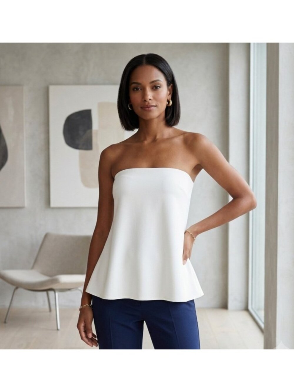 Tuckernuck Strapless Crepe Marin Top in Ivory size XXL 2XL Women's NWT